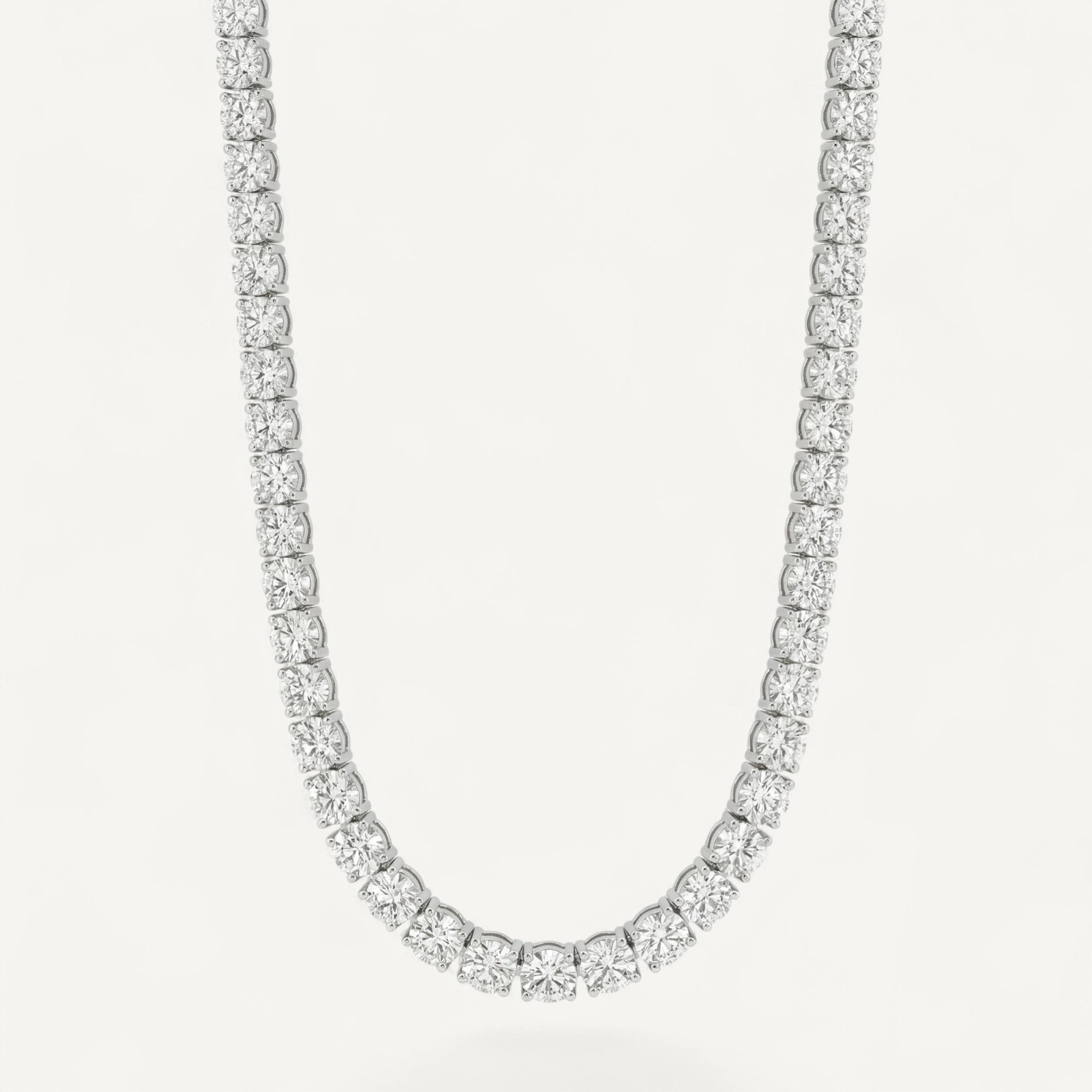 14K White Gold Heritage Prong Diamond Tennis Necklace - Statement 22 ct tw in four-prong setting