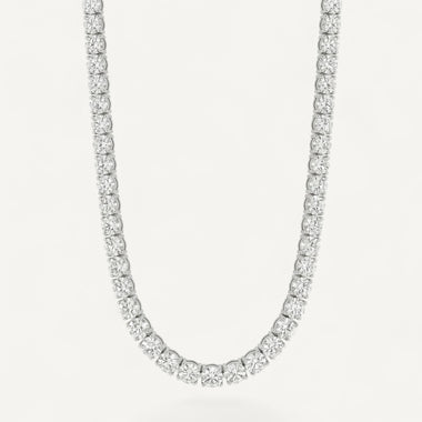 14K White Gold Heritage Prong Tennis Necklace - Statement (22 ct tw)