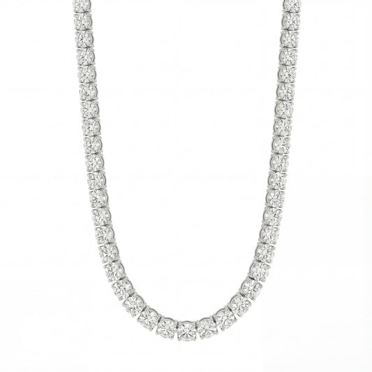 14K White Gold Heritage Prong Diamond Tennis Necklace - Statement 22 ct tw, featuring round lab-grown diamonds in a four-prong setting