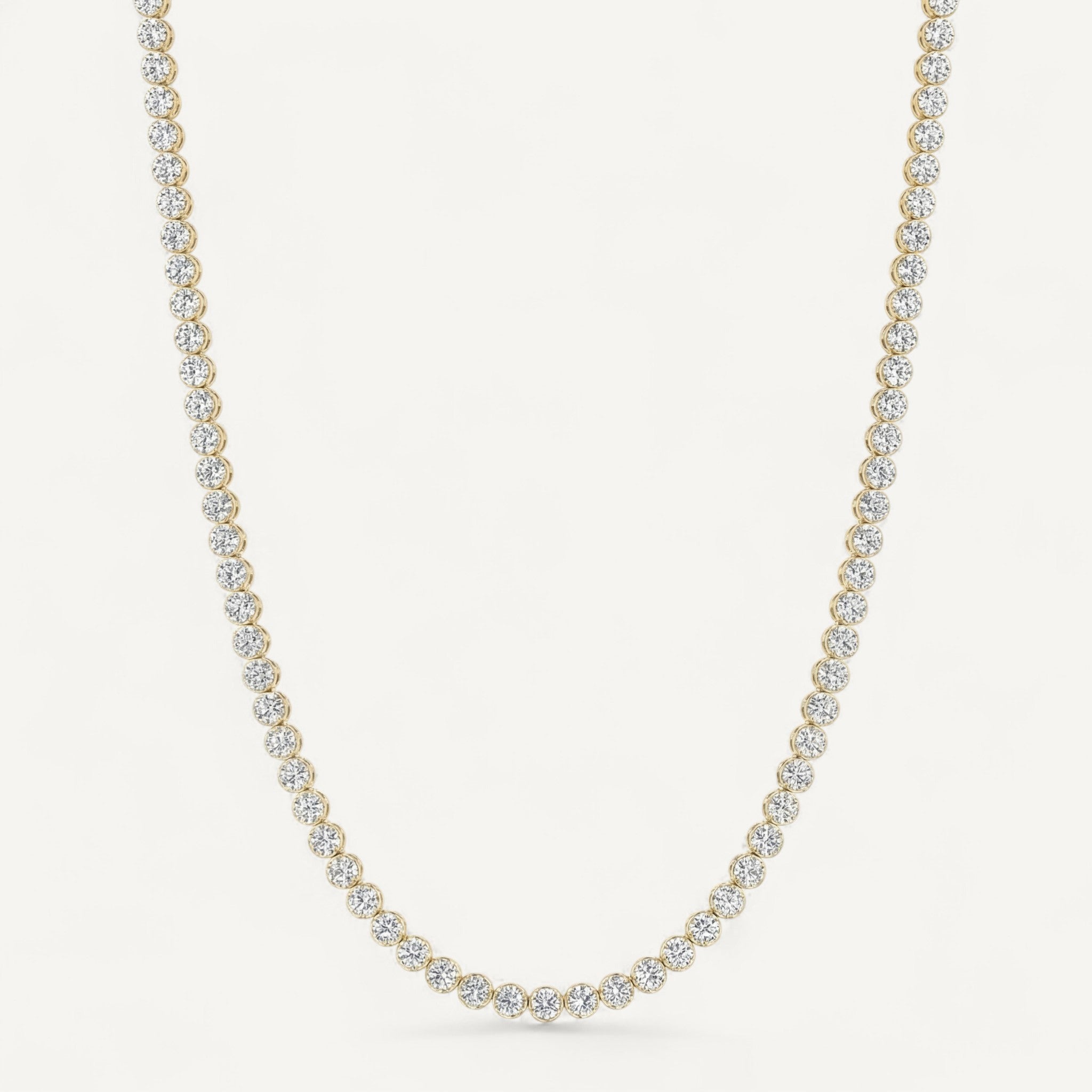 14K Yellow Gold Crownline Diamond Tennis Necklace - Bold 15 ct tw in crown-inspired setting