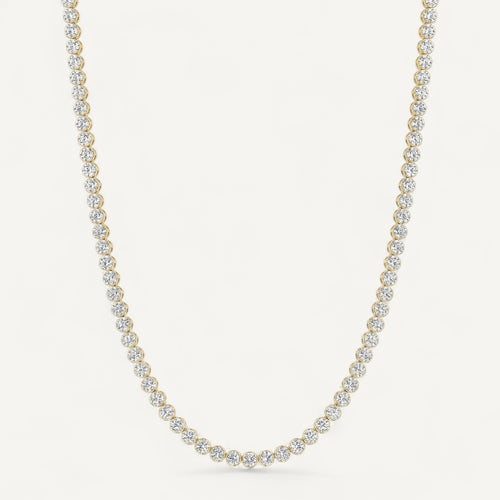 14K Yellow Gold Crownline Diamond Tennis Necklace - Bold 15 ct tw in crown-inspired setting