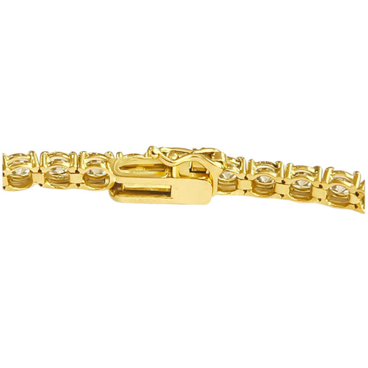 14K Yellow Gold Crownline Tennis Necklace clasp detail - secure box clasp with safety latch