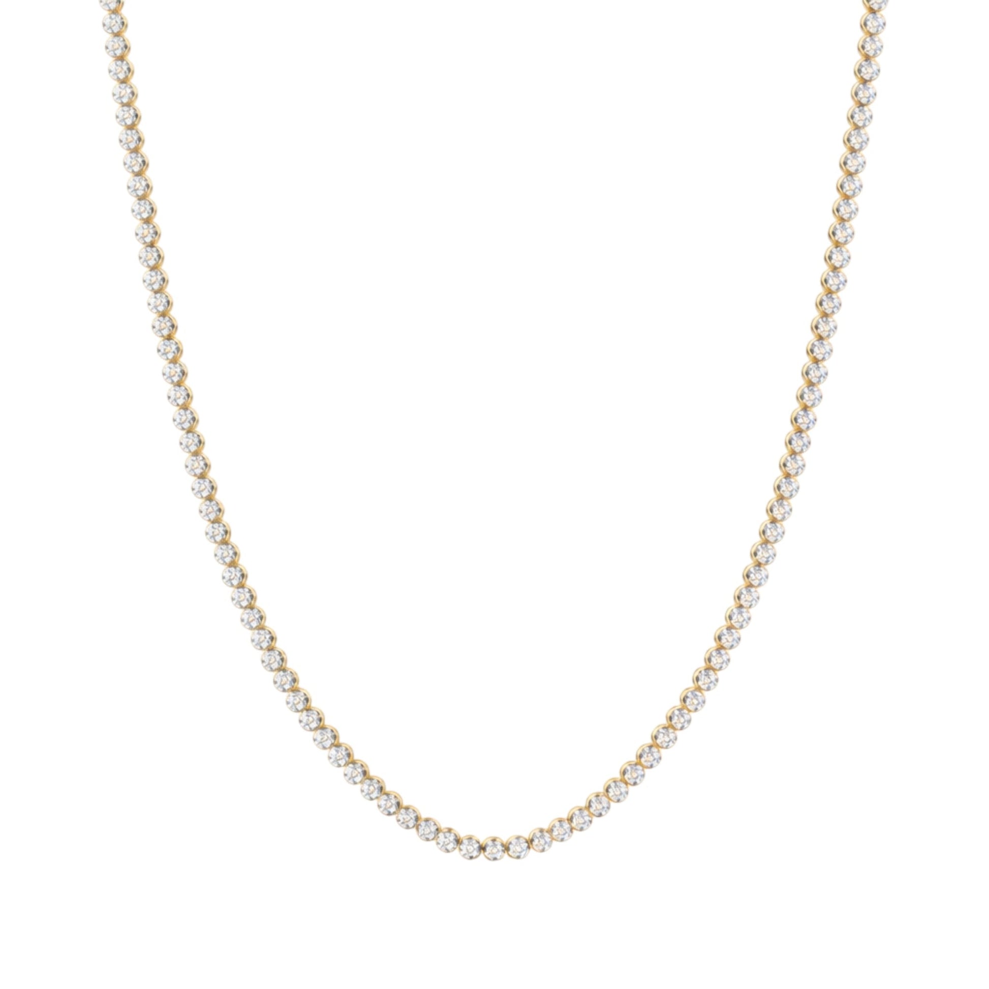 14K Yellow Gold Crownline Diamond Tennis Necklace - Petite 5-7.5 ct tw, featuring round lab-grown diamonds in a crown-inspired setting