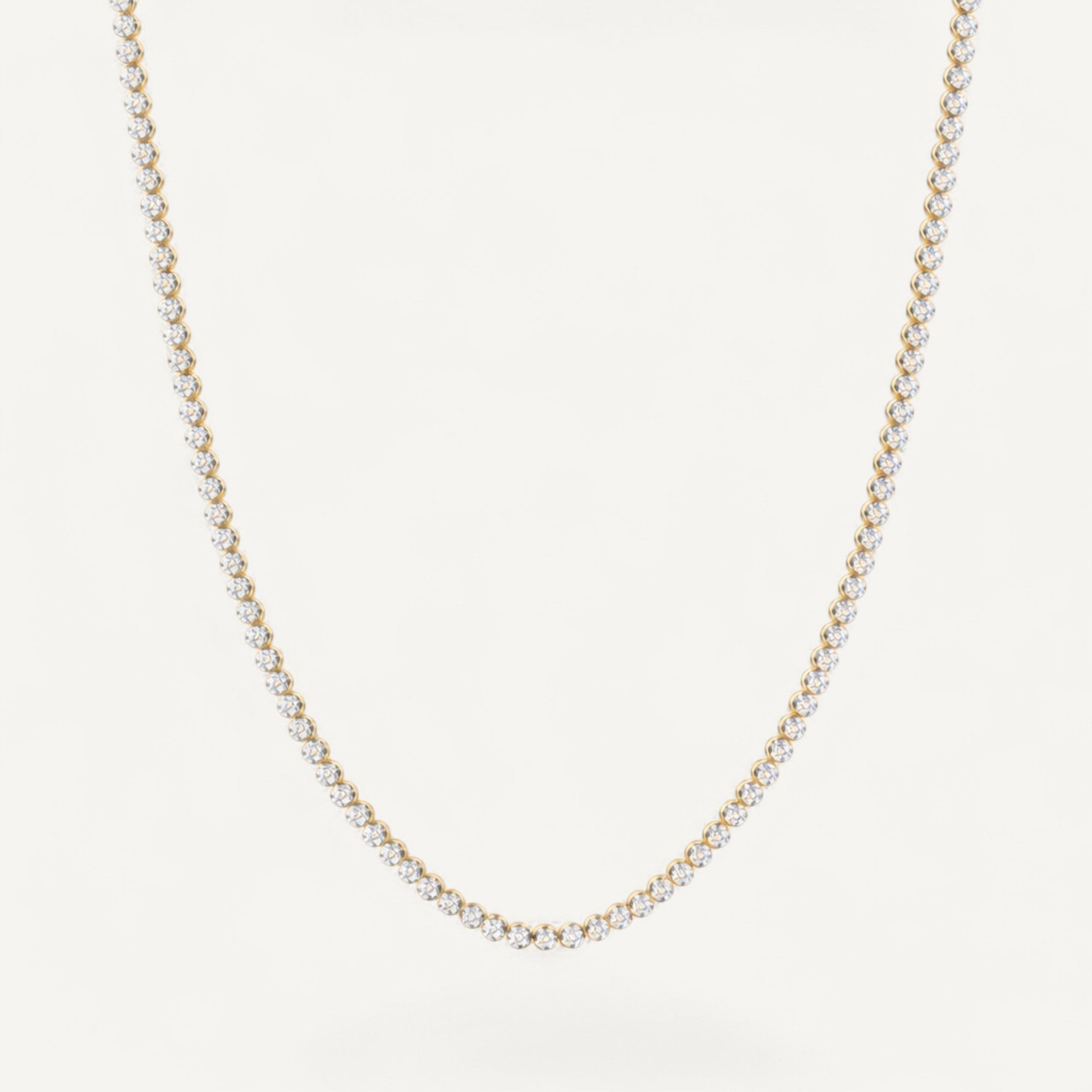 14K Yellow Gold Crownline Diamond Tennis Necklace - Petite 5-7.5 ct tw in crown-inspired setting