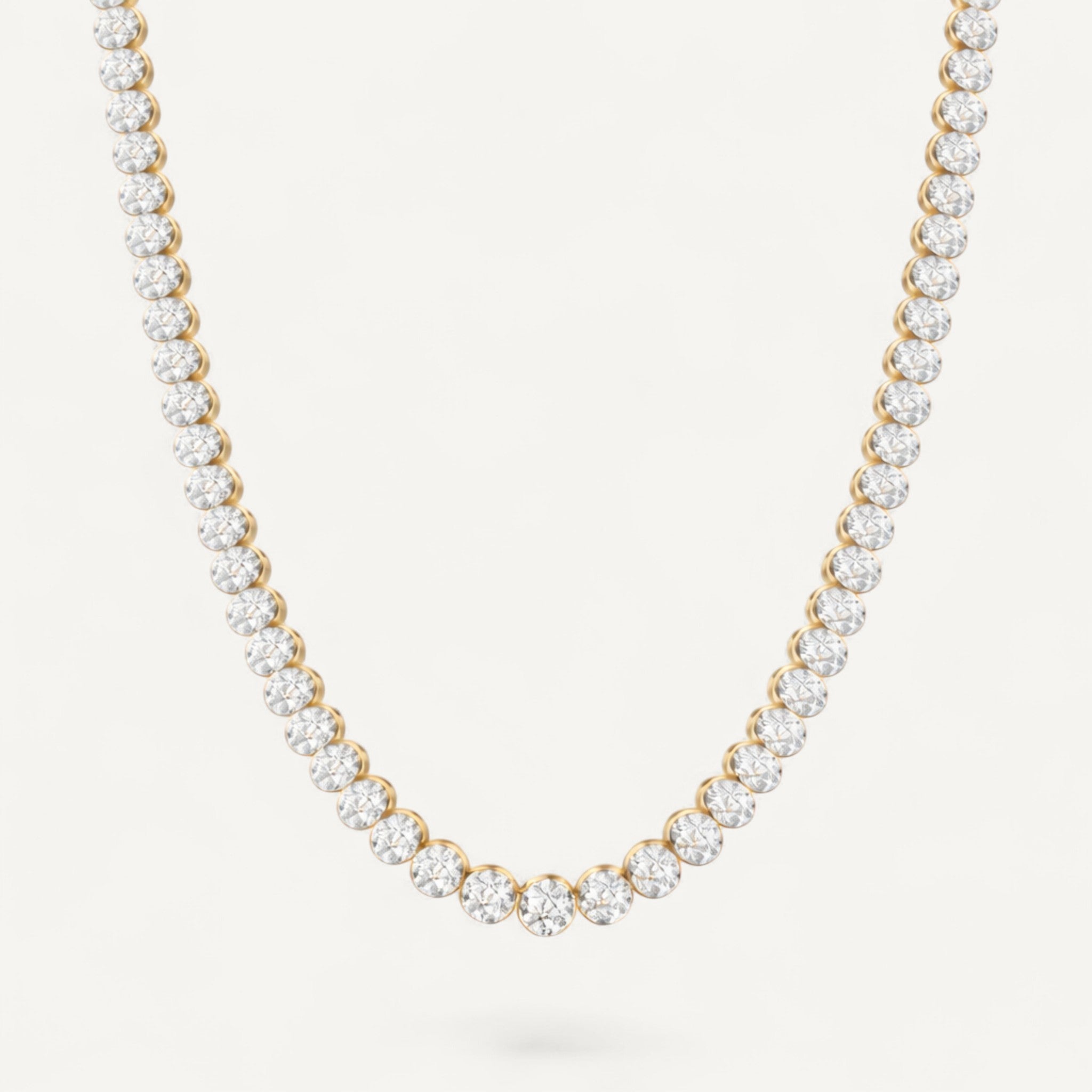 14K Yellow Gold Crownline Diamond Tennis Necklace - Statement 17 ct tw in crown-inspired setting