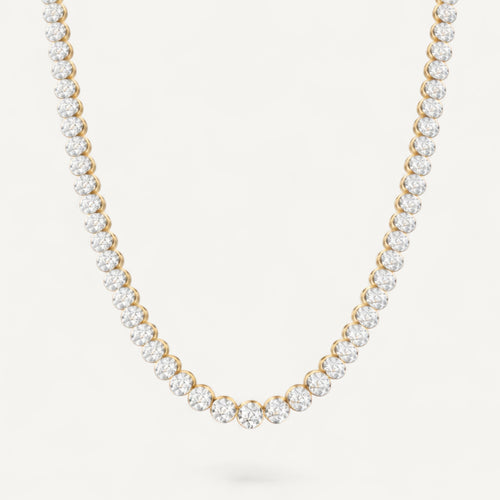 14K Yellow Gold Crownline Diamond Tennis Necklace - Statement 17 ct tw in crown-inspired setting