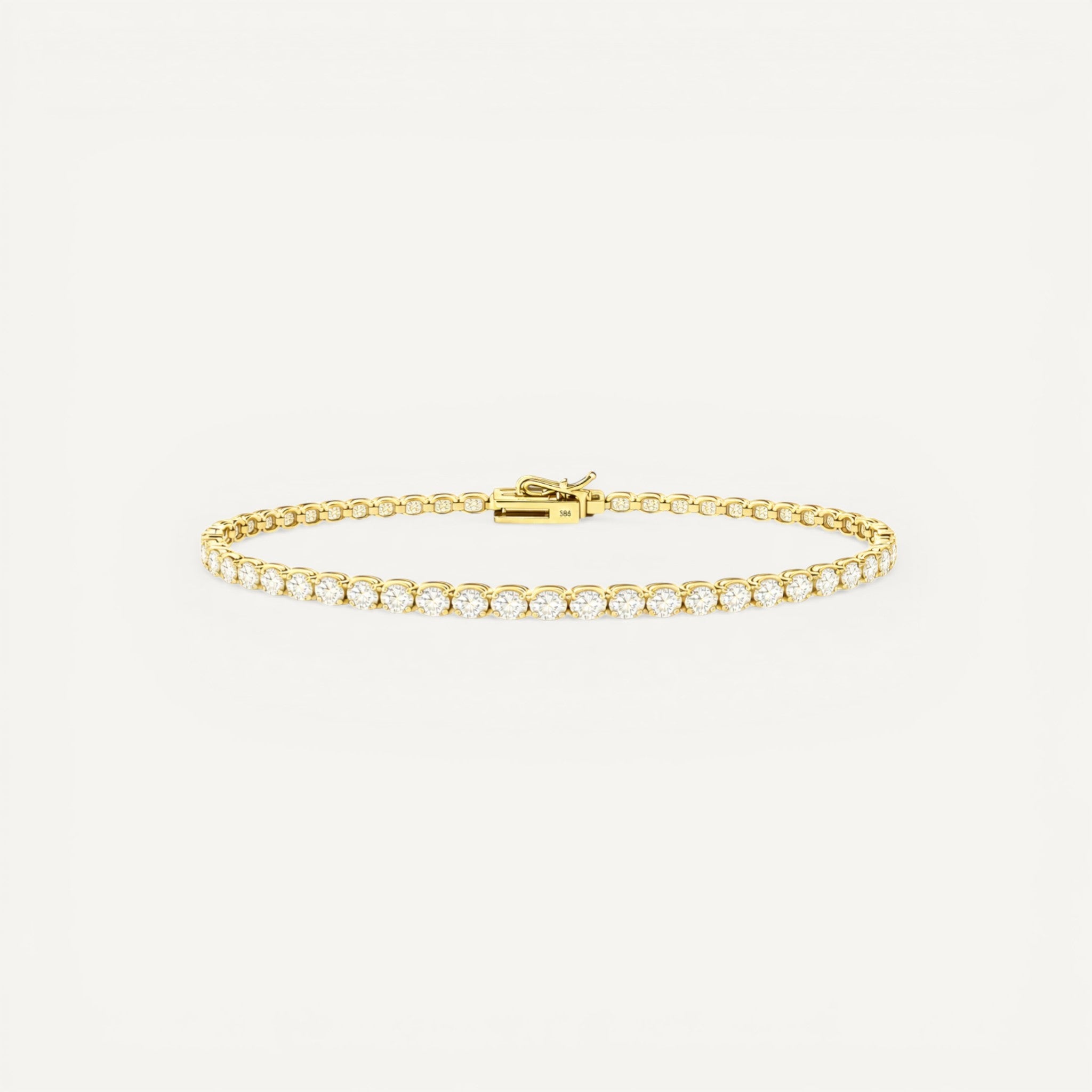 14K Yellow Gold Heritage Prong Tennis Bracelet - Bold size with 8 ct tw lab-grown diamonds in four-prong setting