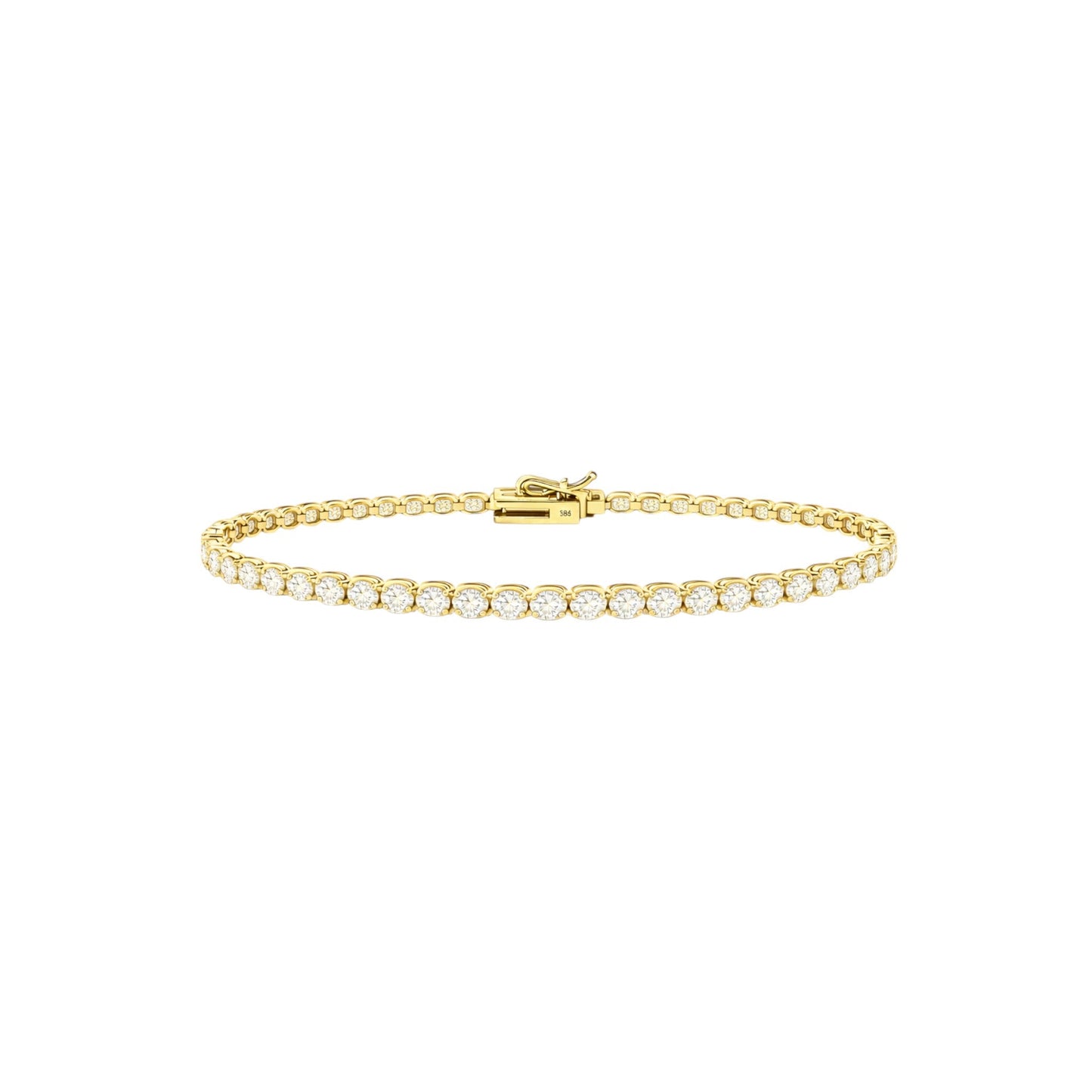 14K Yellow Gold Heritage Prong Tennis Bracelet - Bold size with 8 ct tw lab-grown diamonds in four-prong setting