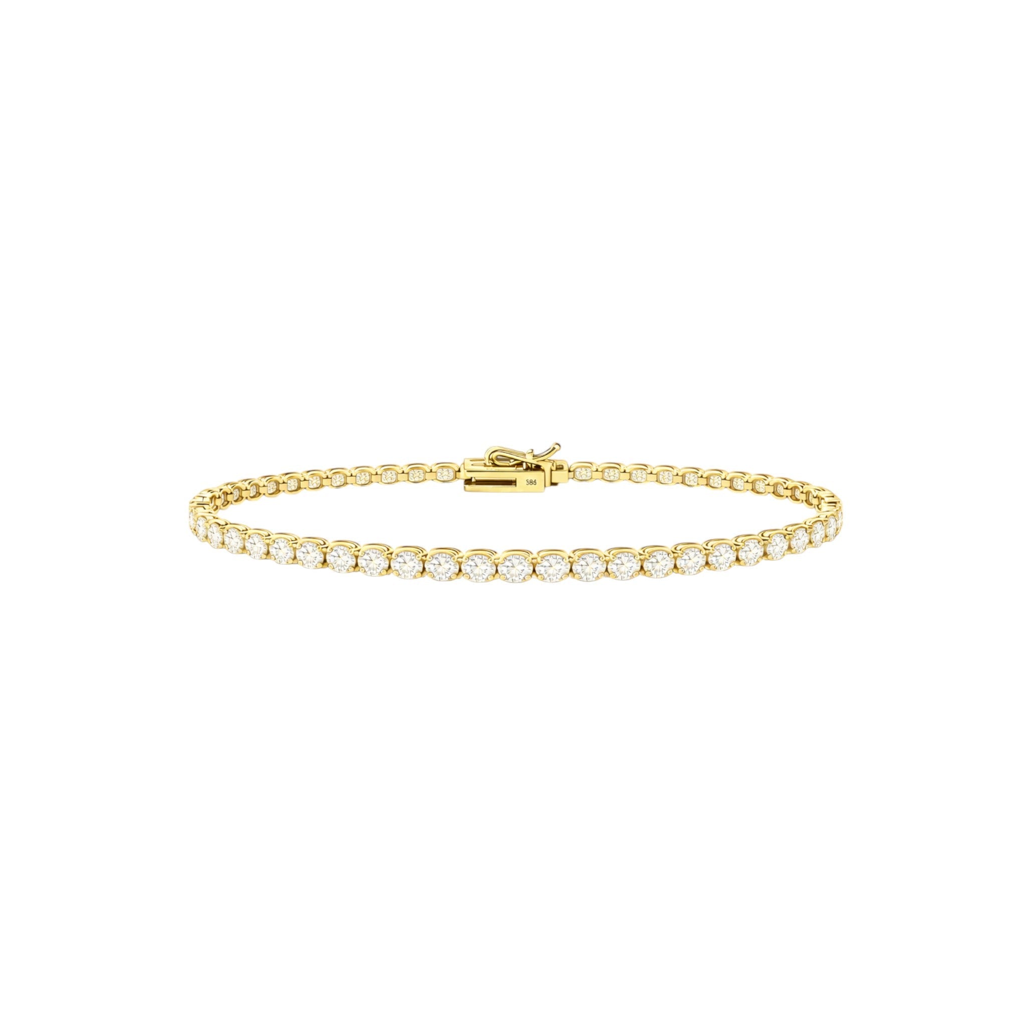 14K Yellow Gold Heritage Prong Tennis Bracelet - Bold size with 8 ct tw lab-grown diamonds in four-prong setting