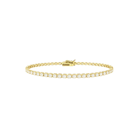 14K Yellow Gold Heritage Prong Tennis Bracelet - Bold size with 8 ct tw lab-grown diamonds in four-prong setting