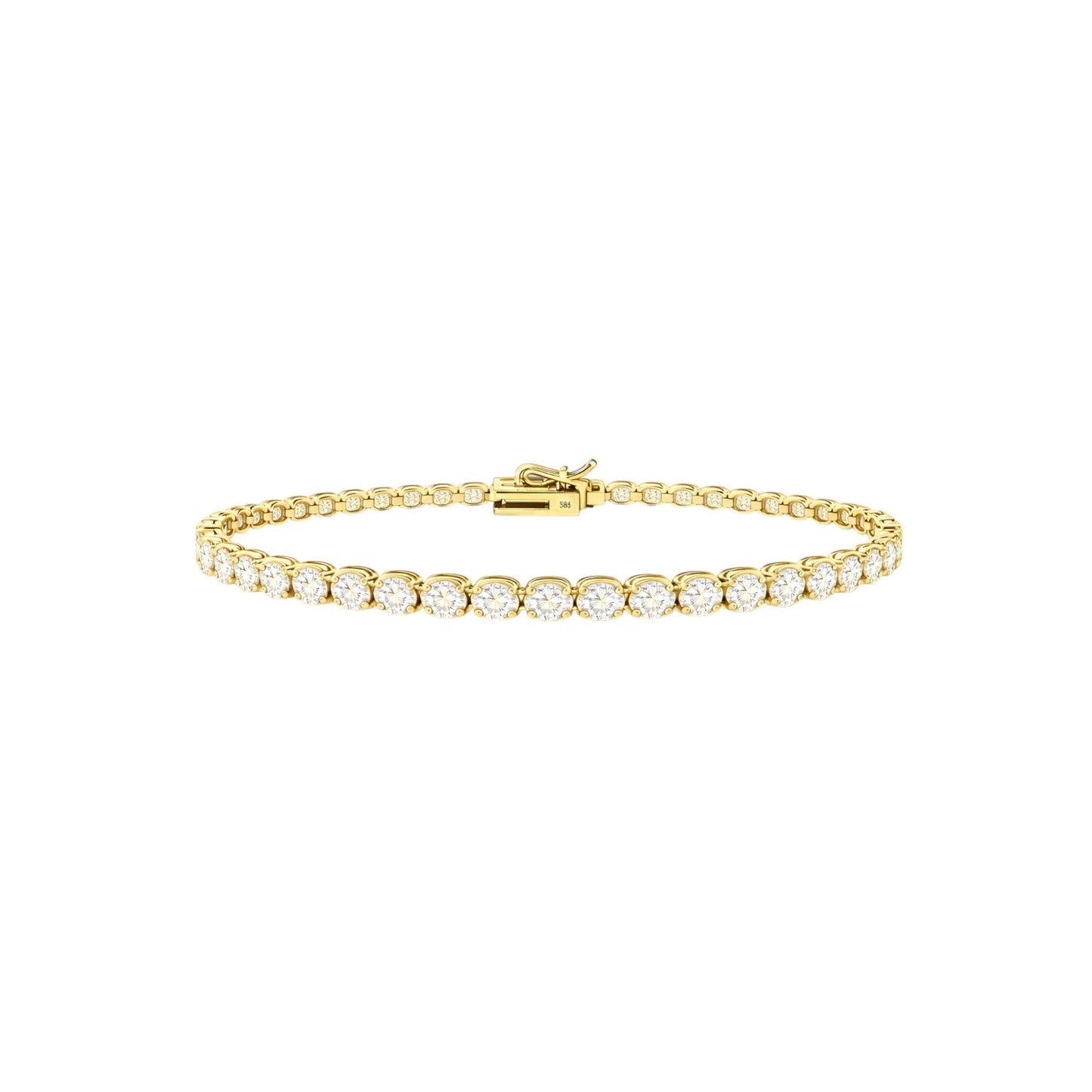 14K Yellow Gold Heritage Prong Tennis Bracelet - Statement size with 9 ct tw lab-grown diamonds in four-prong setting