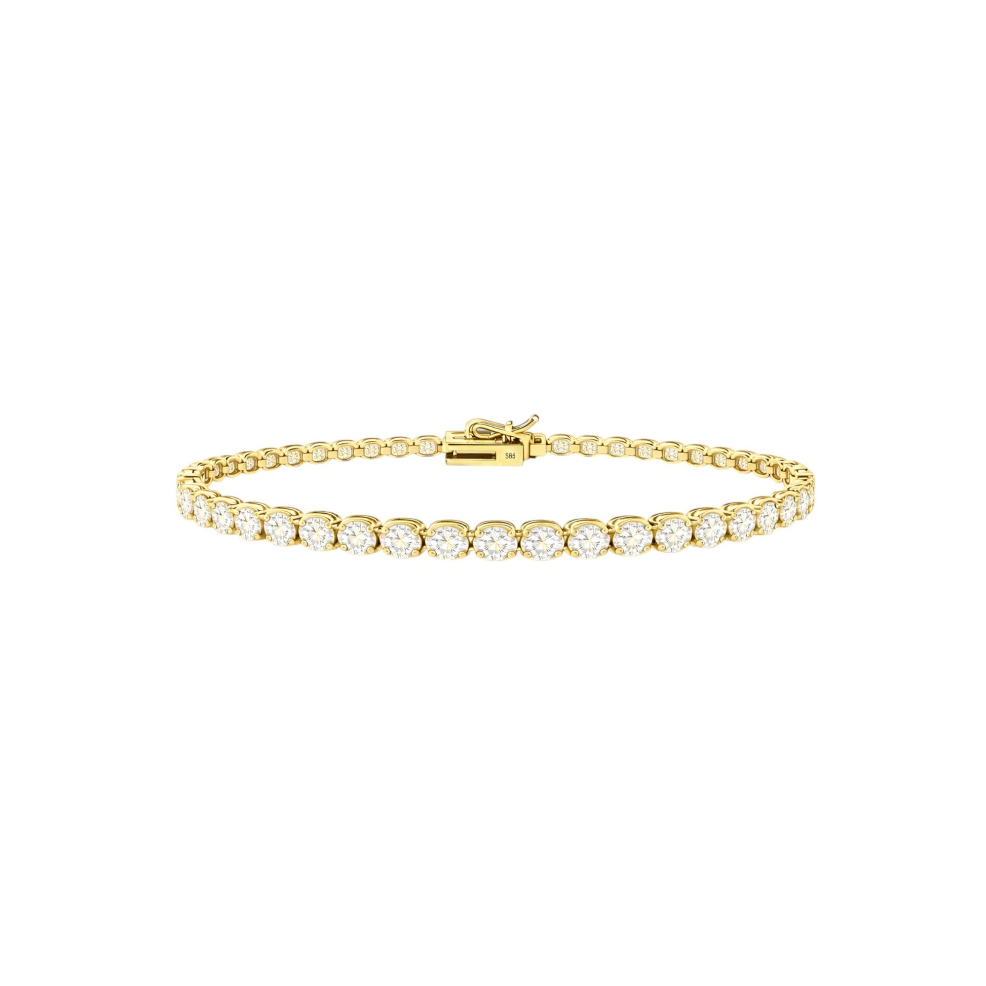 14K Yellow Gold Heritage Prong Tennis Bracelet - Statement size with 9 ct tw lab-grown diamonds in four-prong setting