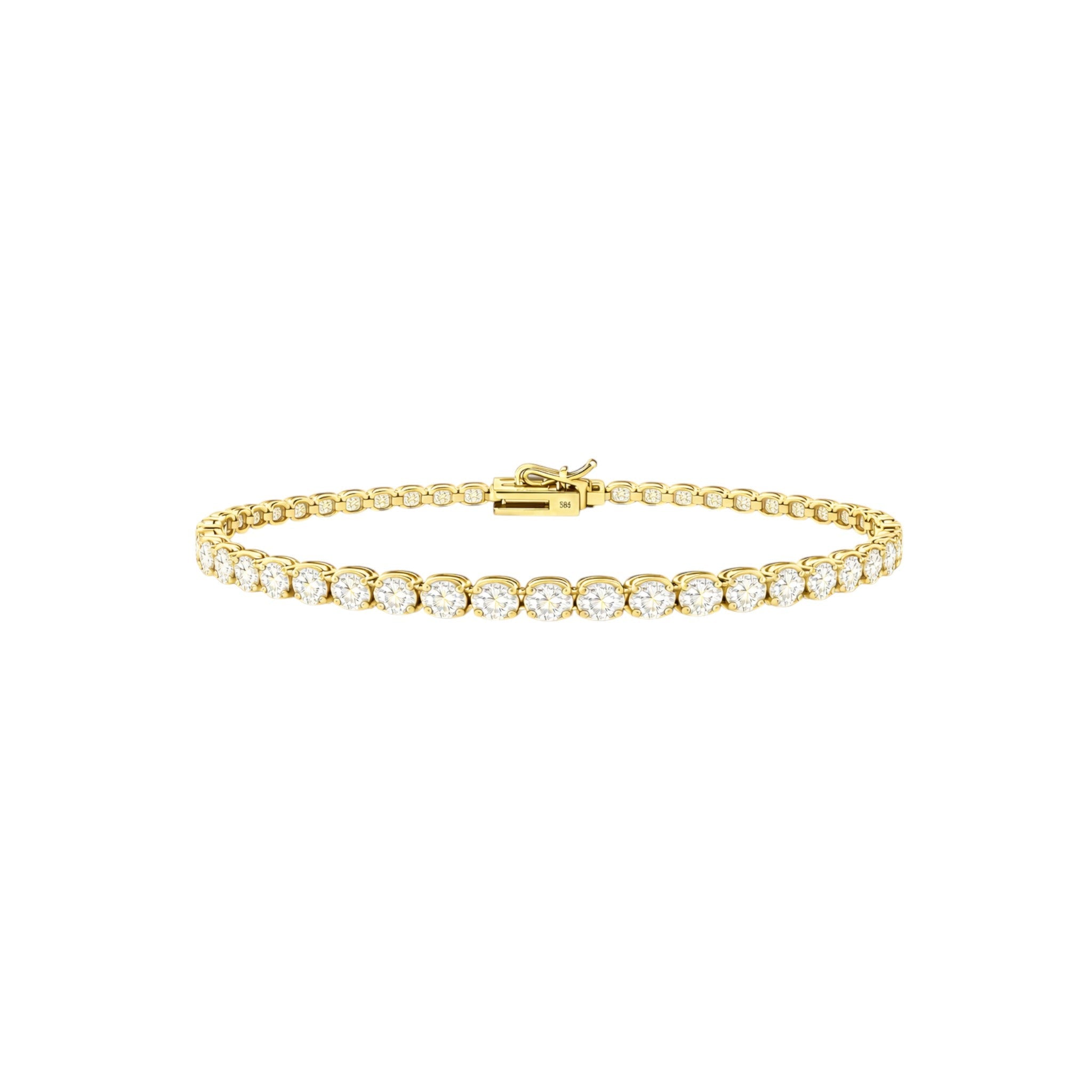 14K Yellow Gold Heritage Prong Tennis Bracelet - Statement size with 9 ct tw lab-grown diamonds in four-prong setting