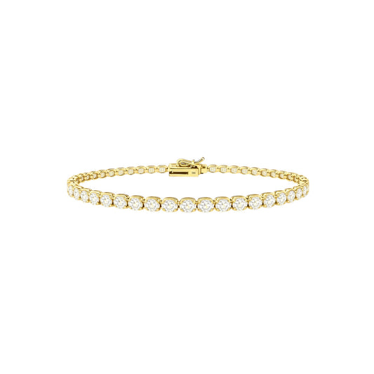 14K Yellow Gold Heritage Prong Tennis Bracelet - Statement size with 9 ct tw lab-grown diamonds in four-prong setting