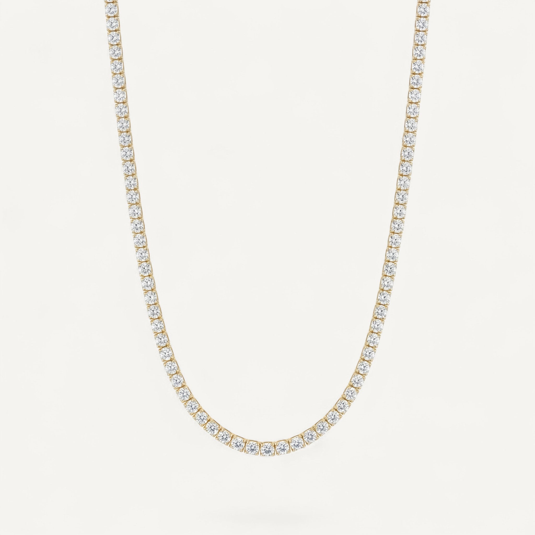 14K Yellow Gold Heritage Prong Diamond Tennis Necklace - Classic 12-13.5 ct tw in four-prong setting