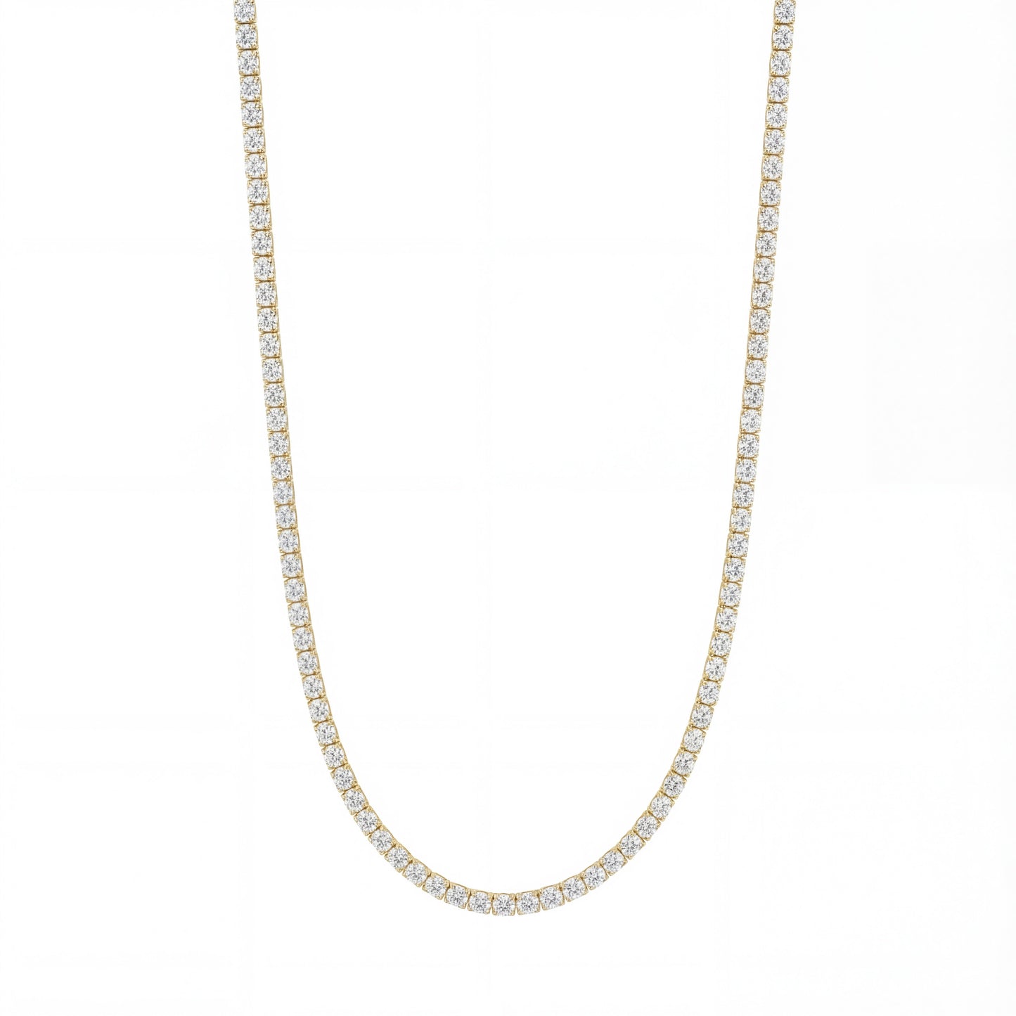 14K Yellow Gold Heritage Prong Diamond Tennis Necklace - Petite 6-10 ct tw, featuring round lab-grown diamonds in a four-prong setting