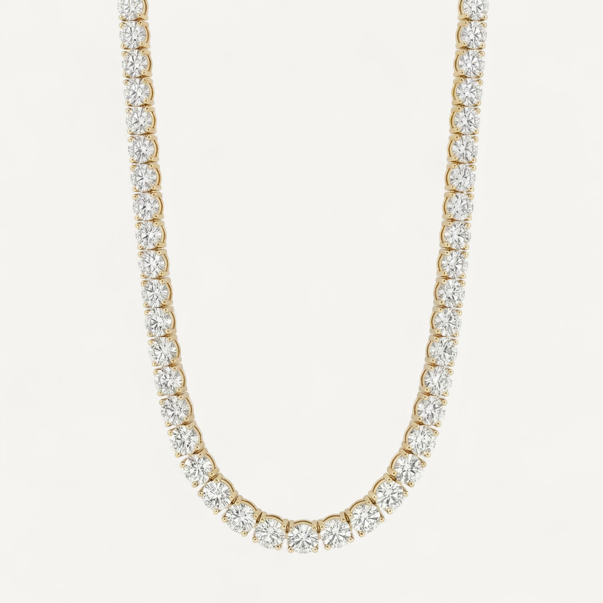 14K Yellow Gold Heritage Prong Diamond Tennis Necklace - Statement 22 ct tw in four-prong setting