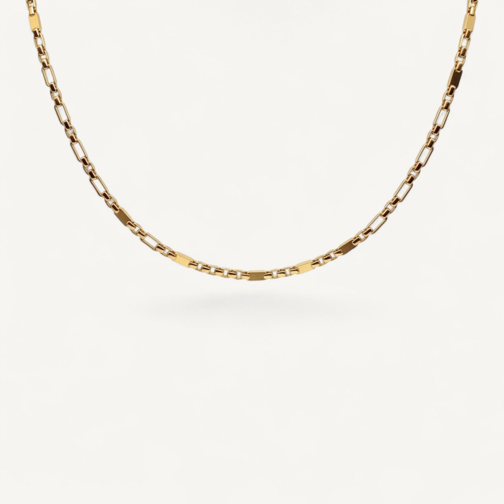 10K Yellow Gold Aluna Graceful Franco Chain Necklace - 3mm foxtail V-link design