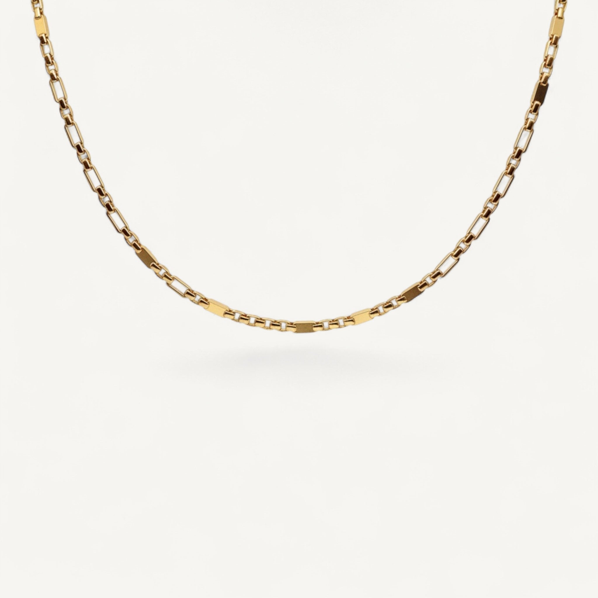 10K Yellow Gold Aluna Graceful Franco Chain Necklace - 3mm foxtail V-link design