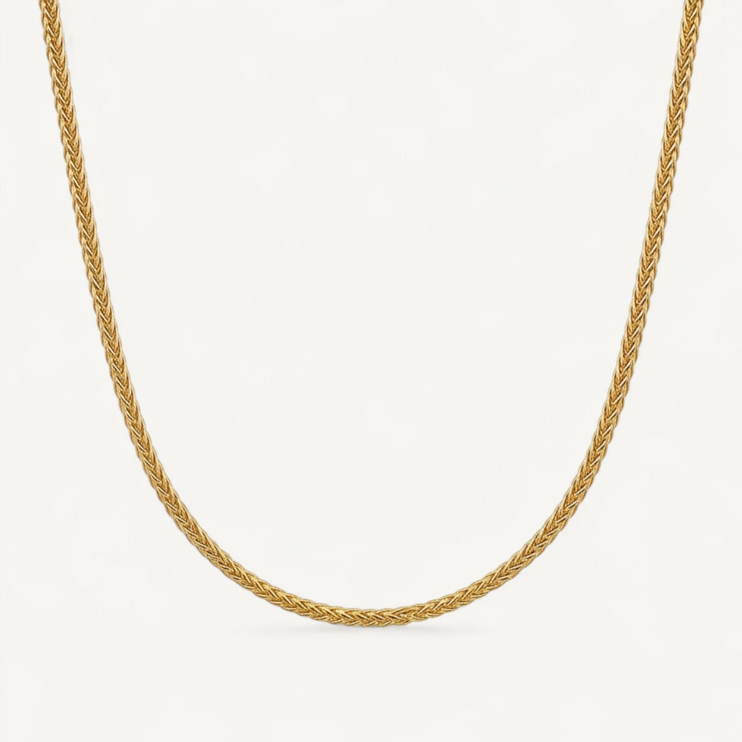 10K Yellow Gold Arbor Graceful Wheat Chain Necklace - 3mm Spiga woven design