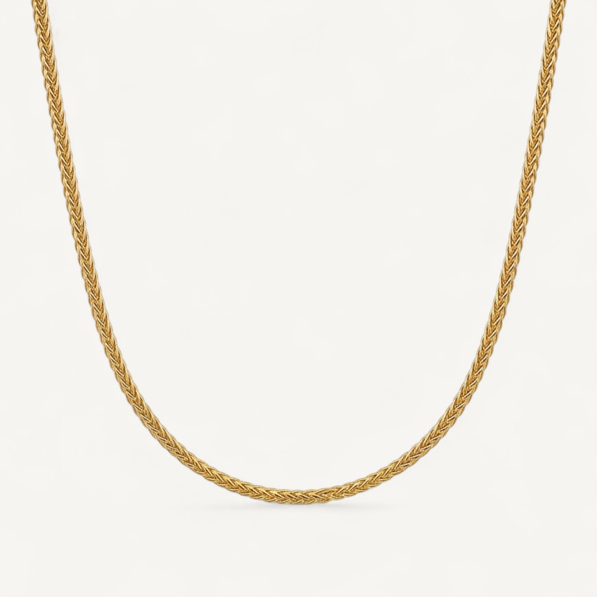 10K Yellow Gold Arbor Graceful Wheat Chain Necklace - 3mm Spiga woven design
