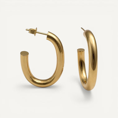 10K Yellow Gold Auric Crescent Hoop Earrings