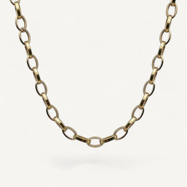 Men's 10K Yellow Gold Axis Grand Oval Cable Chain Necklace (20–26")