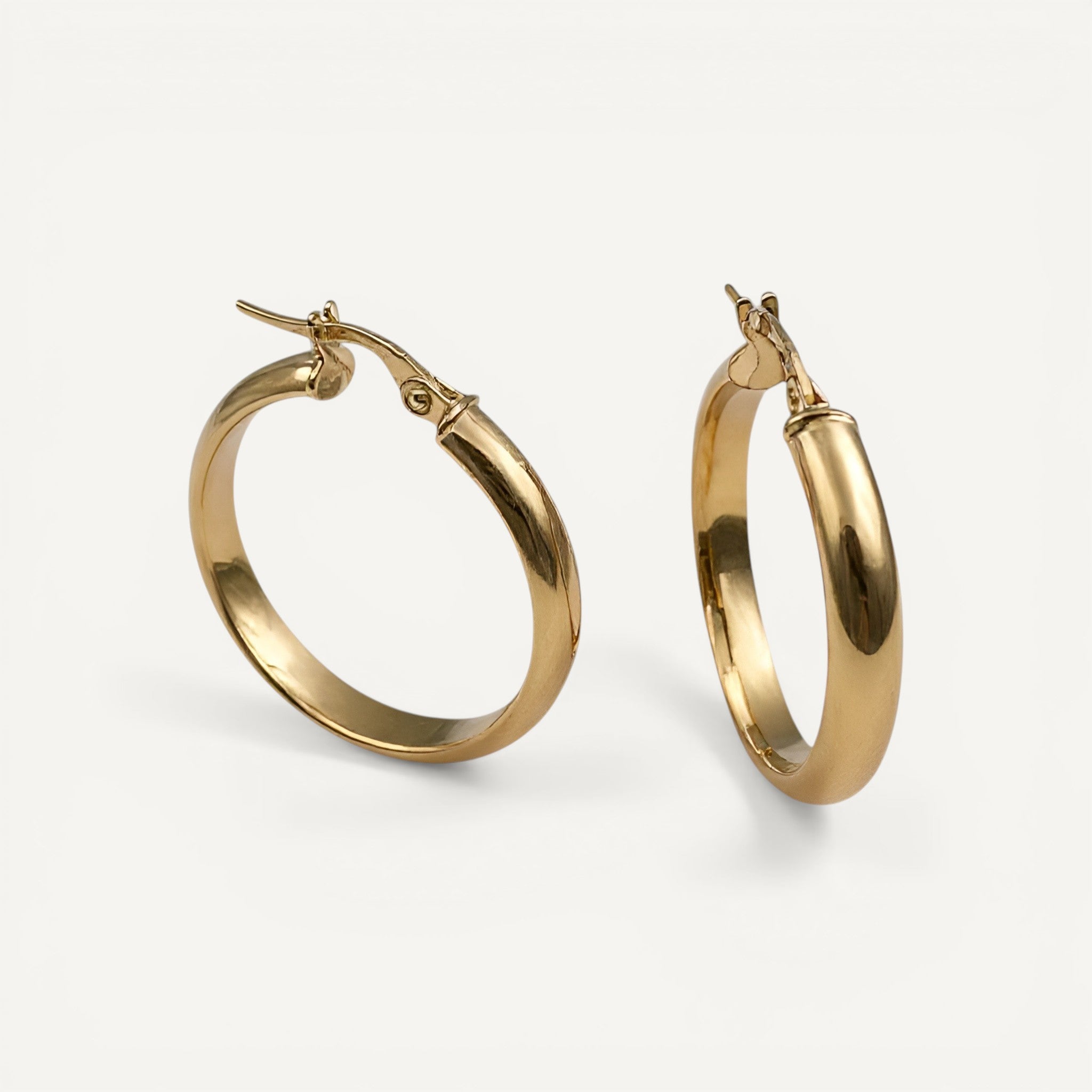 10K Yellow Gold Celeste Grace Hoop Earrings - 25mm classic polished hoops
