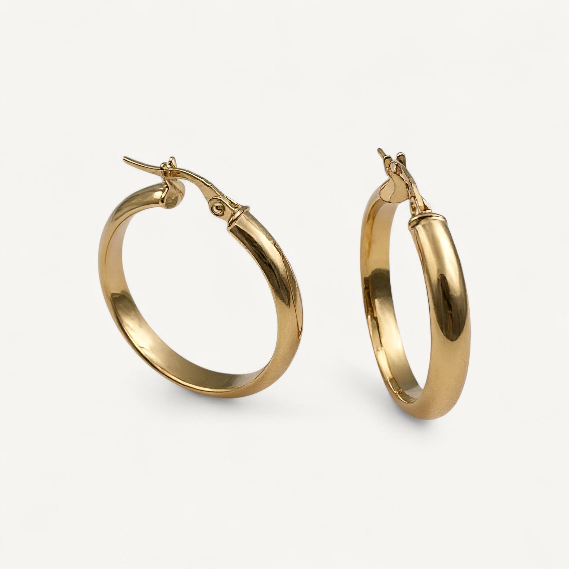 10K Yellow Gold Celeste Grace Hoop Earrings - 25mm classic polished hoops