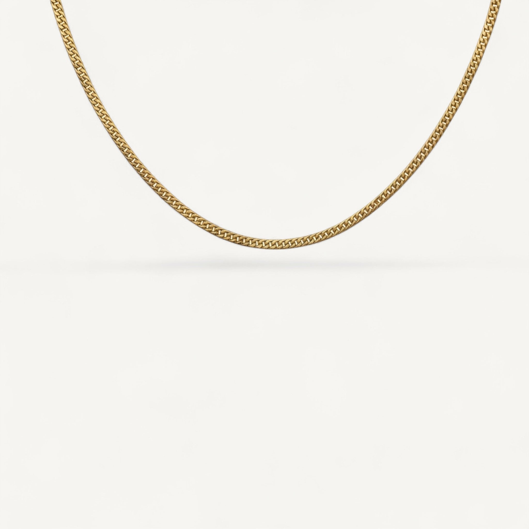10K Yellow Gold Ethos Subtle Cuban Chain Necklace - 2.5mm delicate curb link