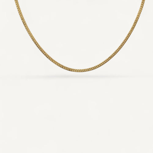 10K Yellow Gold Ethos Subtle Cuban Chain Necklace - 2.5mm delicate curb link