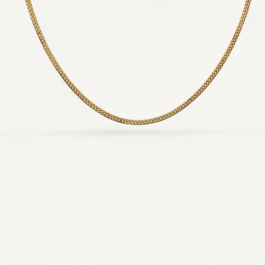 10K Yellow Gold Ethos Subtle Cuban Chain Necklace - 2.5mm delicate curb link