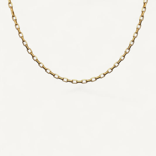 10K Yellow Gold Forma Signature Rectangular Cable Chain Necklace - 3.6mm geometric links