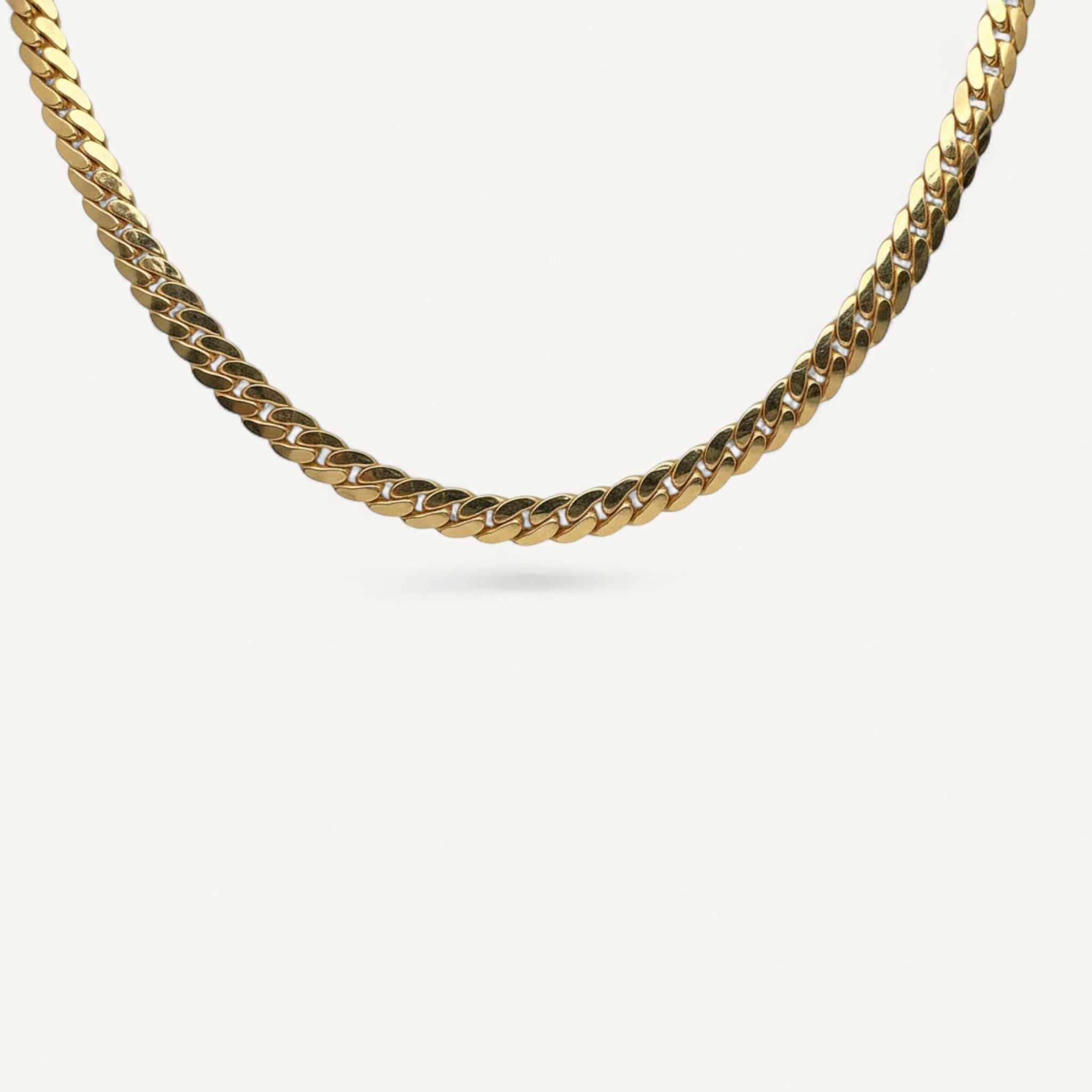 Men's 10K Yellow Gold Horizon Commanding Curb Chain Necklace - 7.3mm flat curb link
