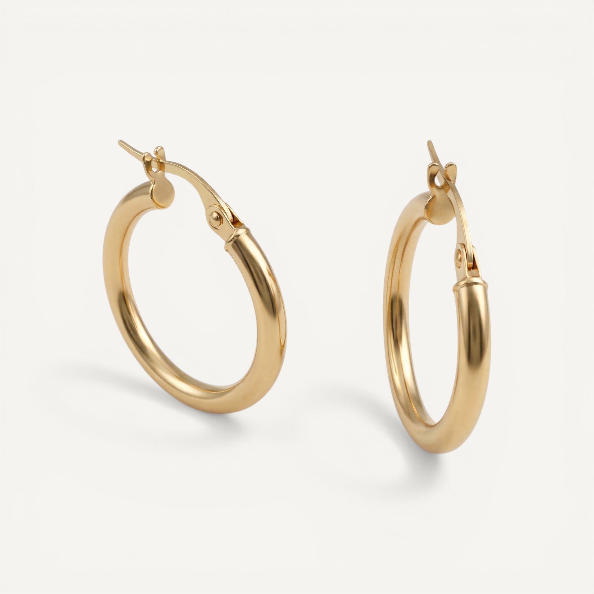 10K Yellow Gold Lumina Whisper Hoop Earrings - 20mm polished hoops