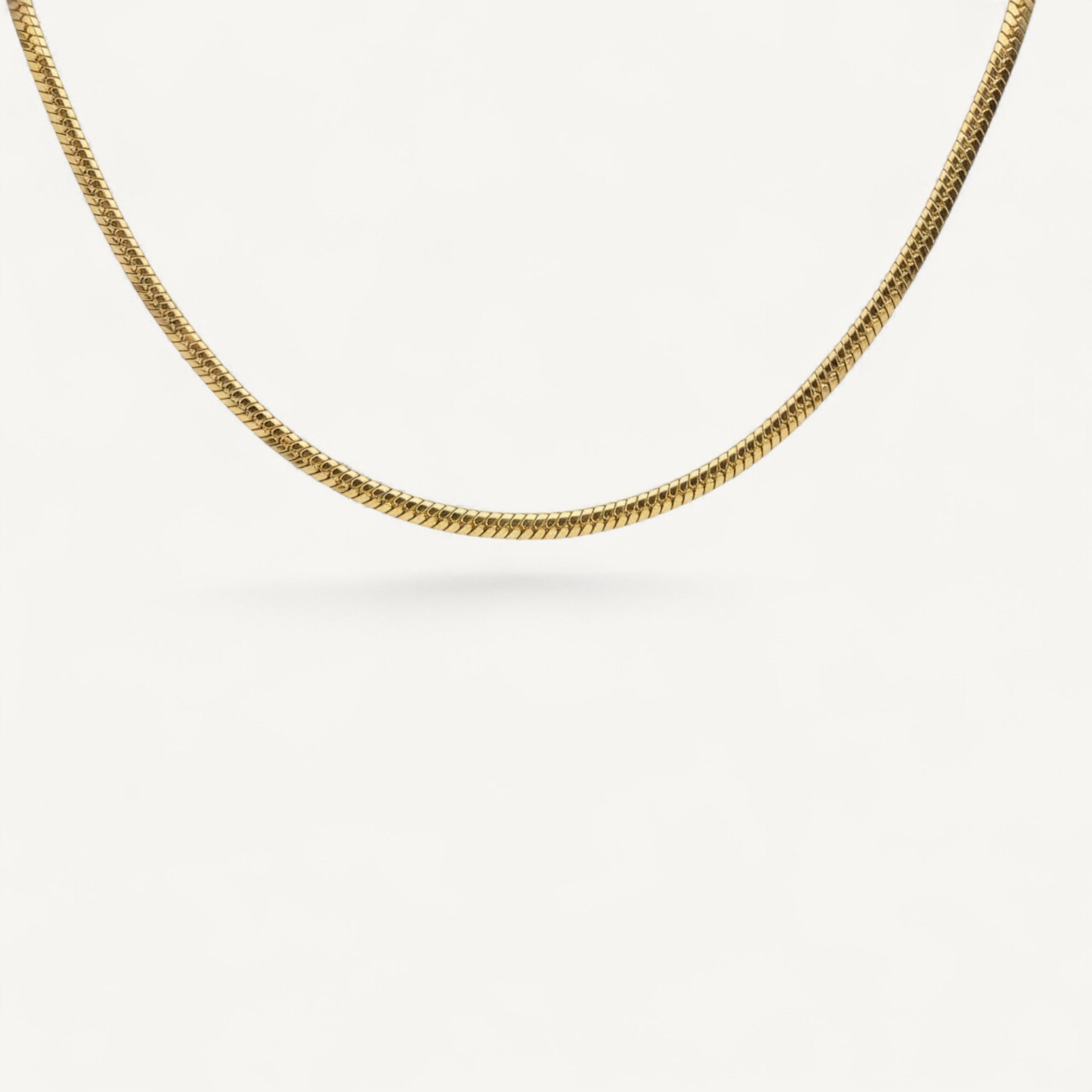 10K Yellow Gold Lux Majestic Herringbone Chain Necklace - 6.5mm serpentine design
