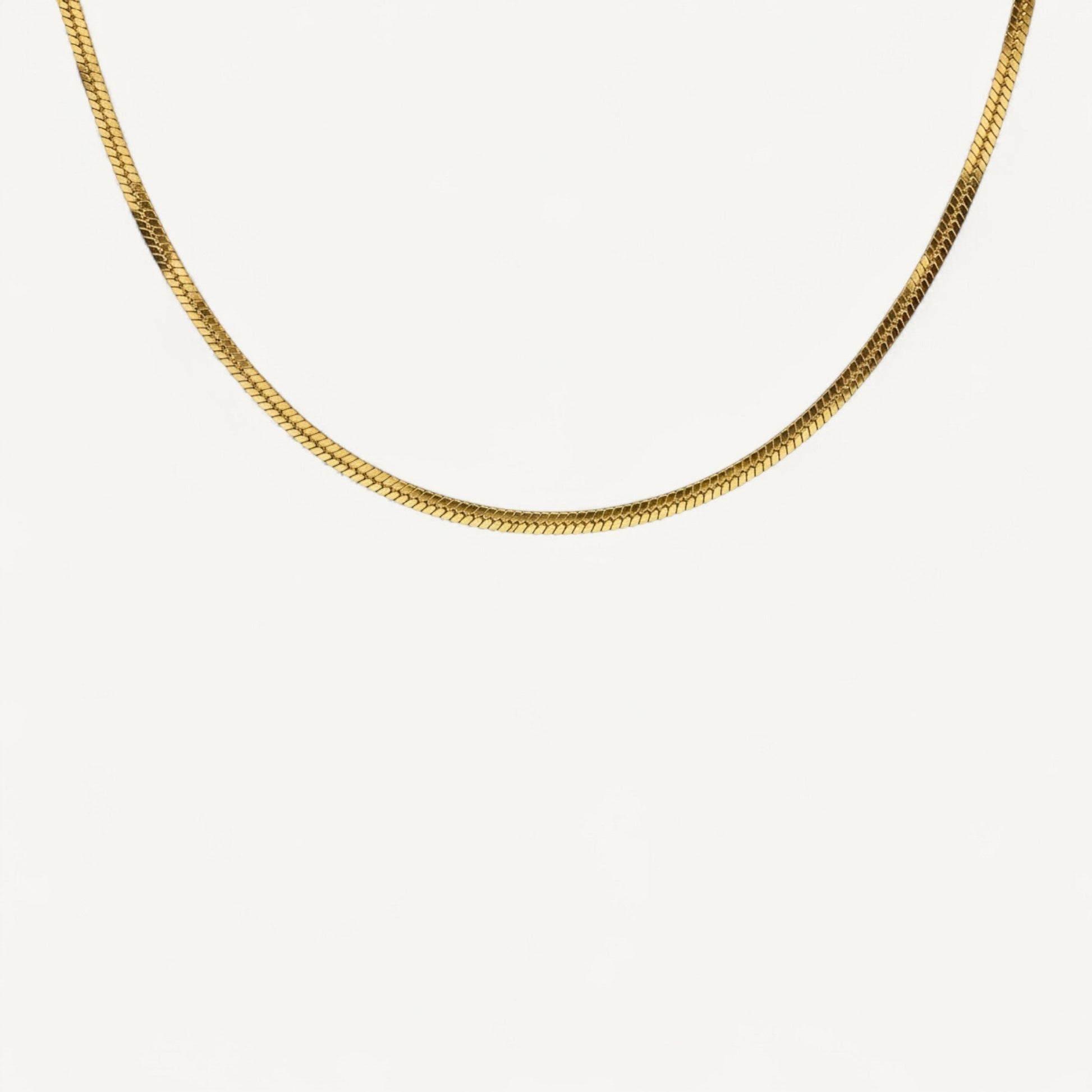 10K Yellow Gold Lux Striking Herringbone Chain Necklace - 5.7mm serpentine design