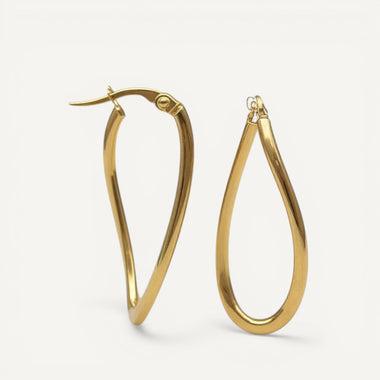 10K Yellow Gold Lyrical Flow Hoop Earrings