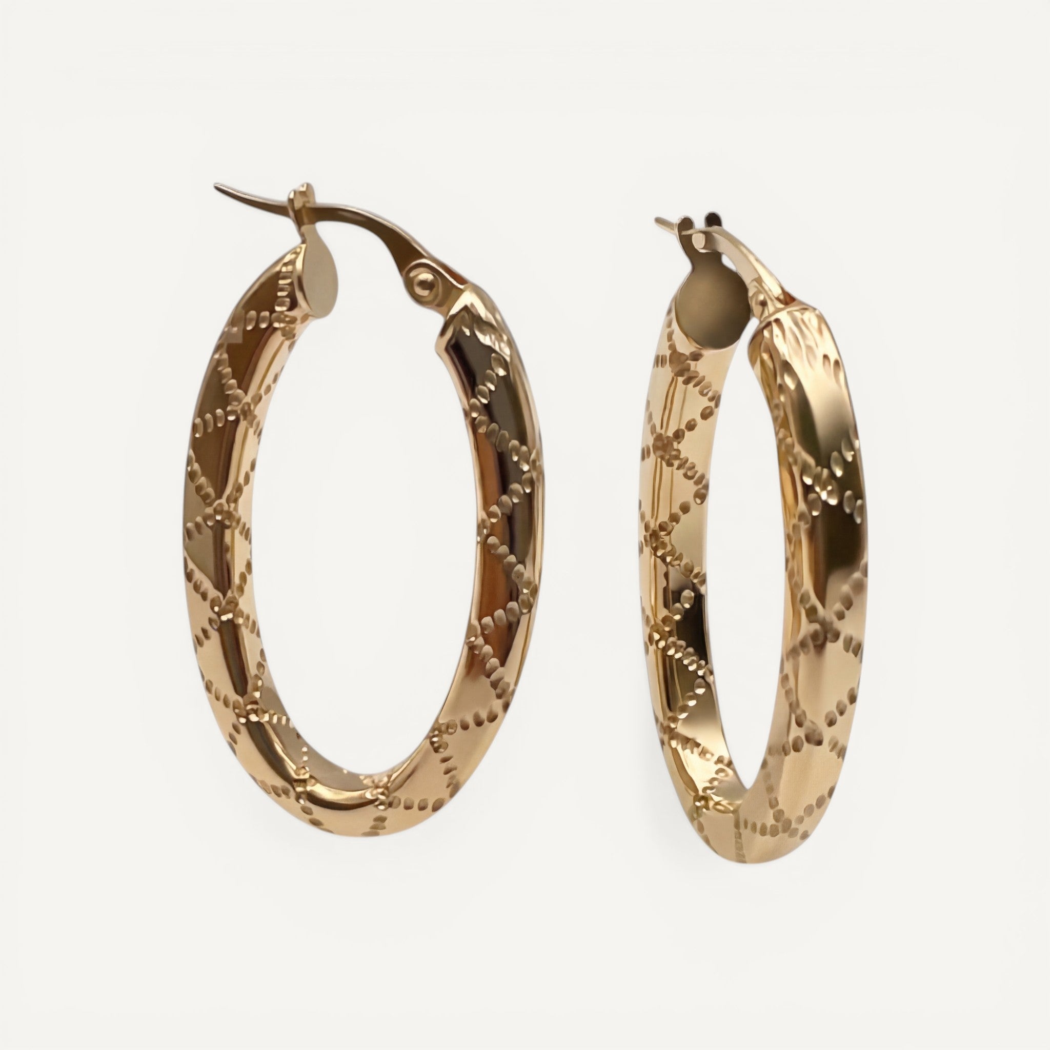 10K Yellow Gold Nexus Whisper Hoop Earrings - intricate textured pattern