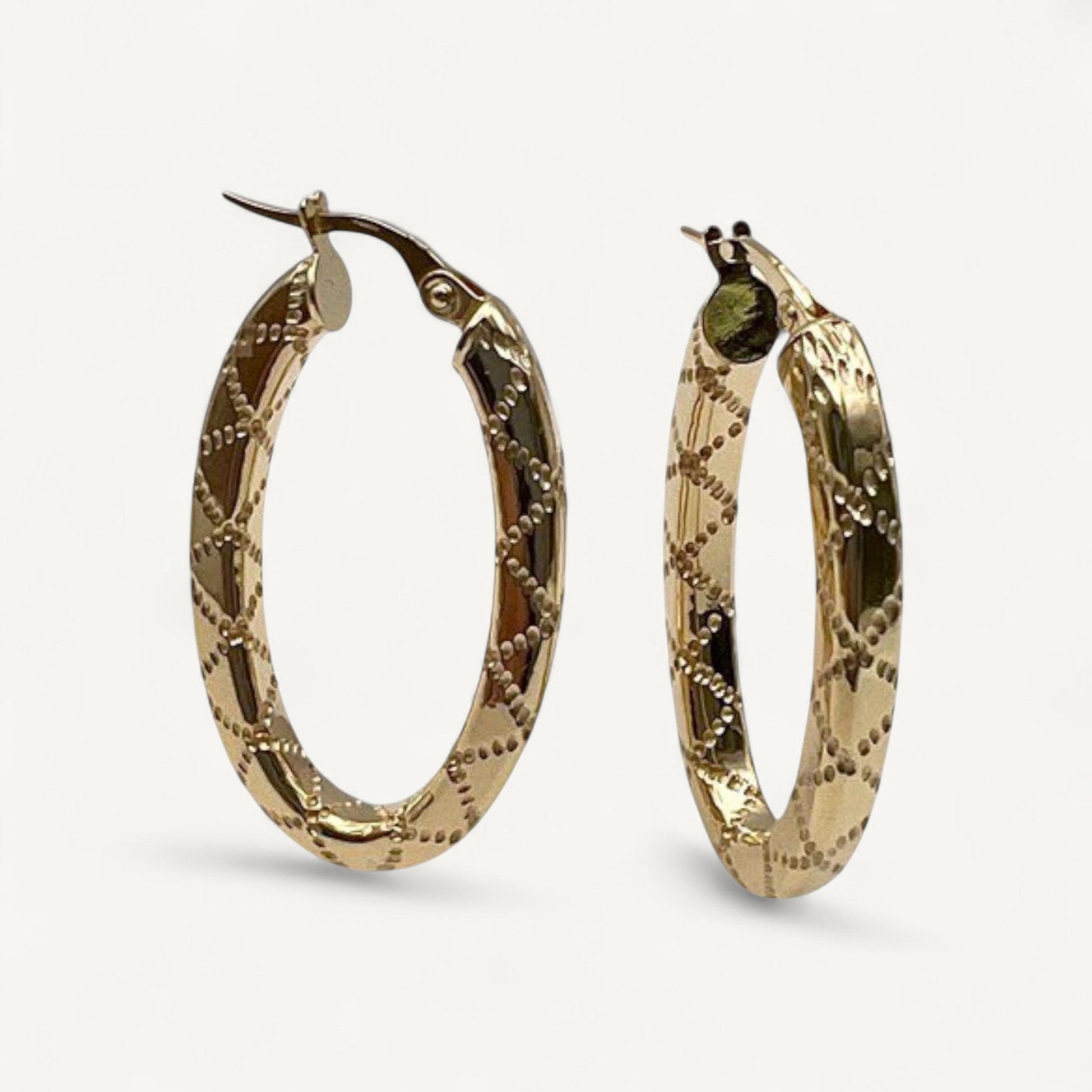10K Yellow Gold Nexus Whisper Hoop Earrings - intricate textured pattern