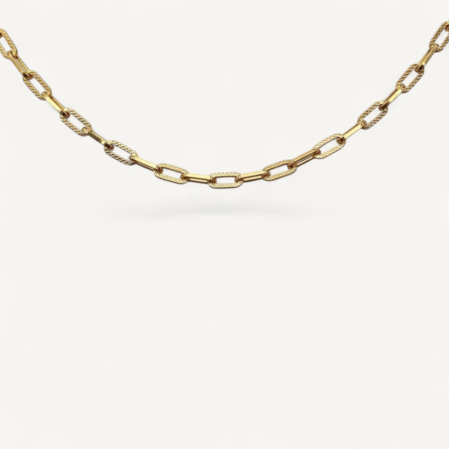 10K Yellow Gold Prism Timeless Diamond Paperclip Chain Necklace - 5.4mm diamond-cut links