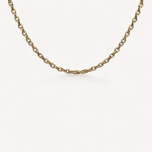 10K Yellow Gold Rhythm Balanced Rolo Chain Necklace - 3.7mm round links
