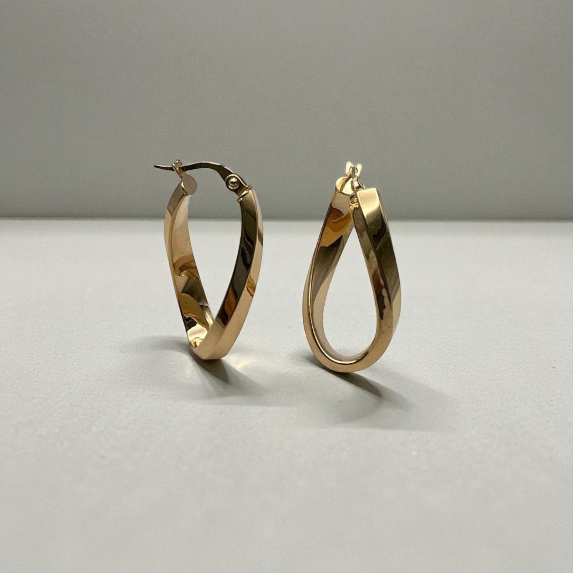 10K Yellow Gold Rivulet Twist Hoop Earrings - polished twisted design