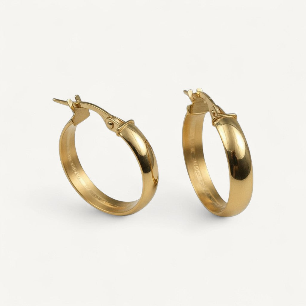 10K Yellow Gold Serene Arc Hoop Earrings - polished continuous curve 17mm hoops