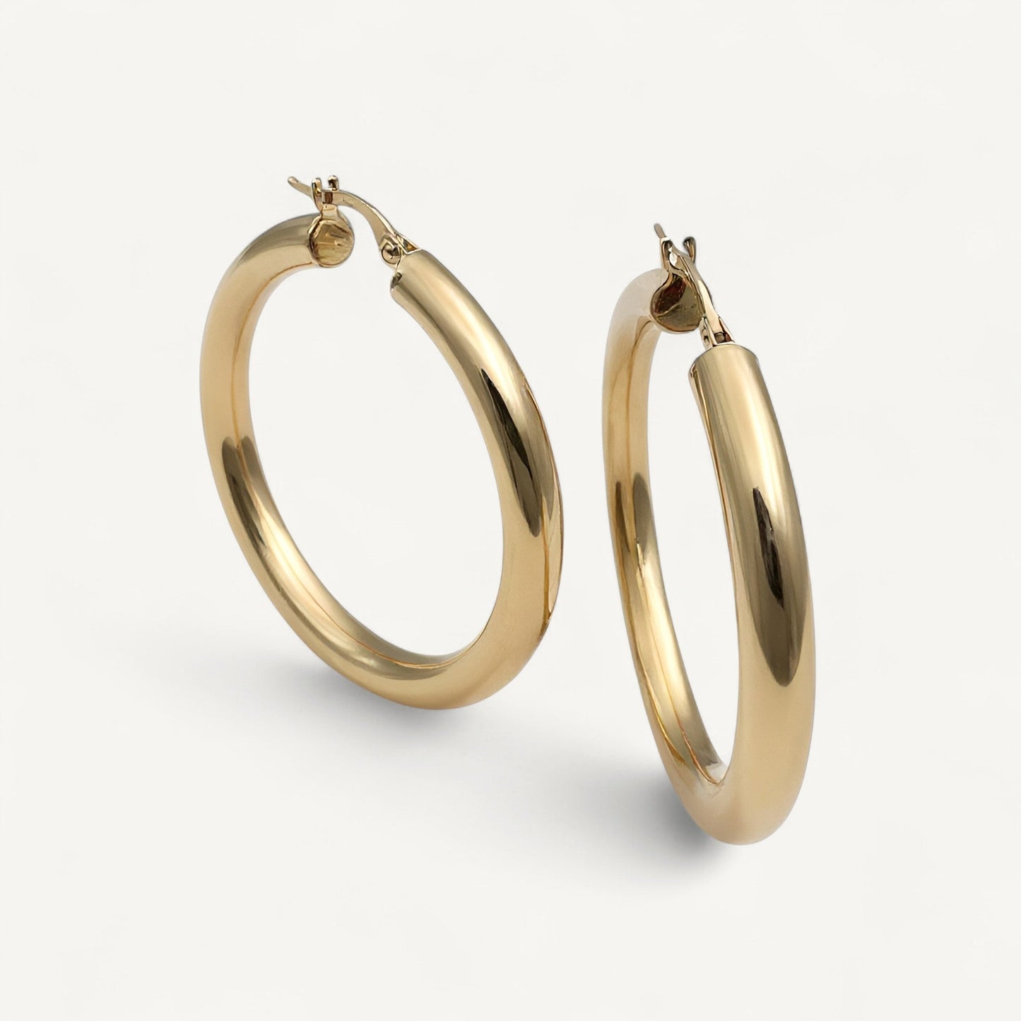 10K Yellow Gold Solara Aura Hoop Earrings - polished round 28mm hoops