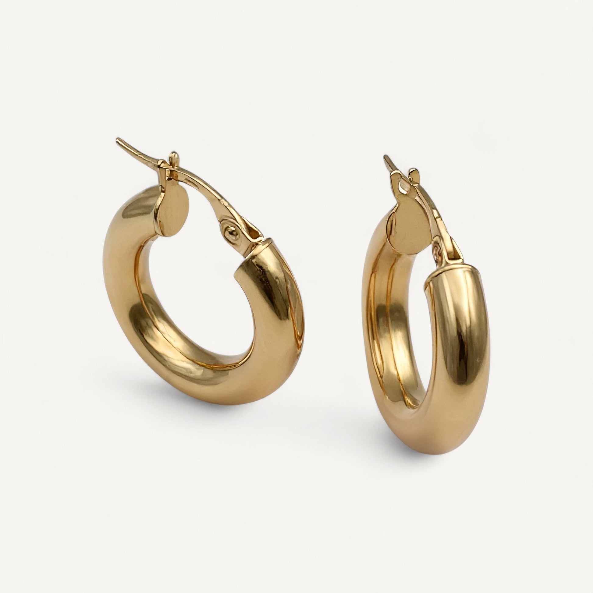 10K Yellow Gold Solara Dawn Hoop Earrings - polished round 20mm hoops
