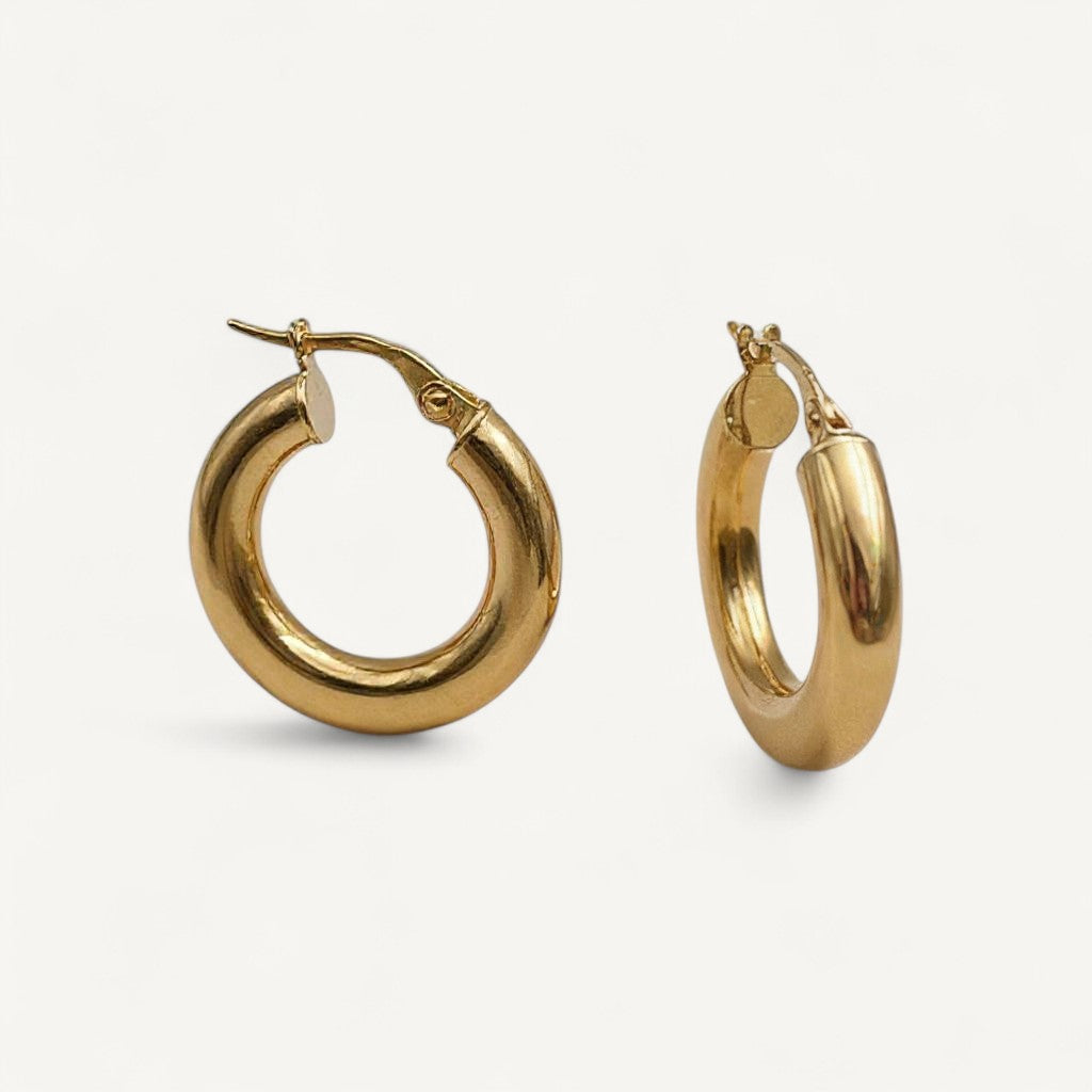 10K Yellow Gold Solara Grace Hoop Earrings - polished round 20mm hoops