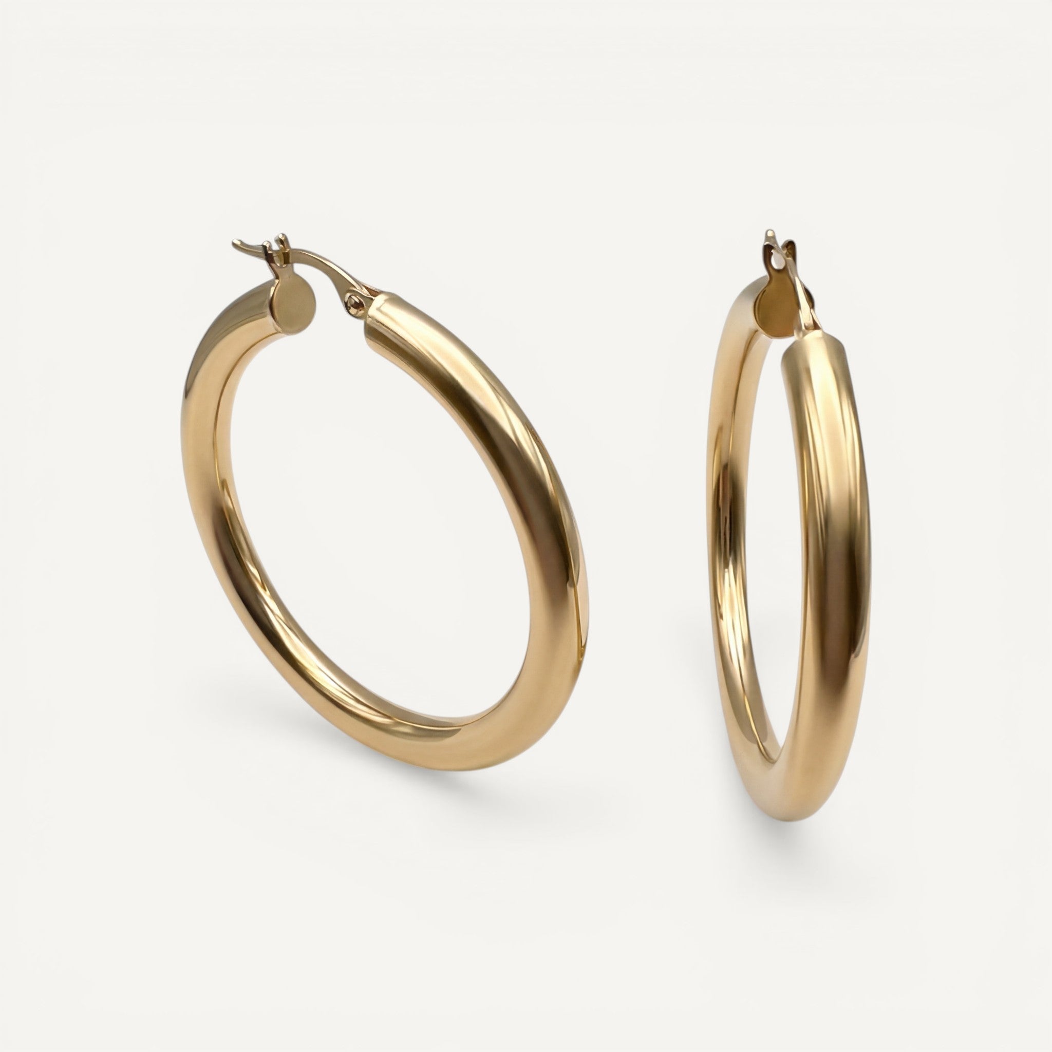 10K Yellow Gold Solara Radiance Hoop Earrings - polished round 38mm hoops