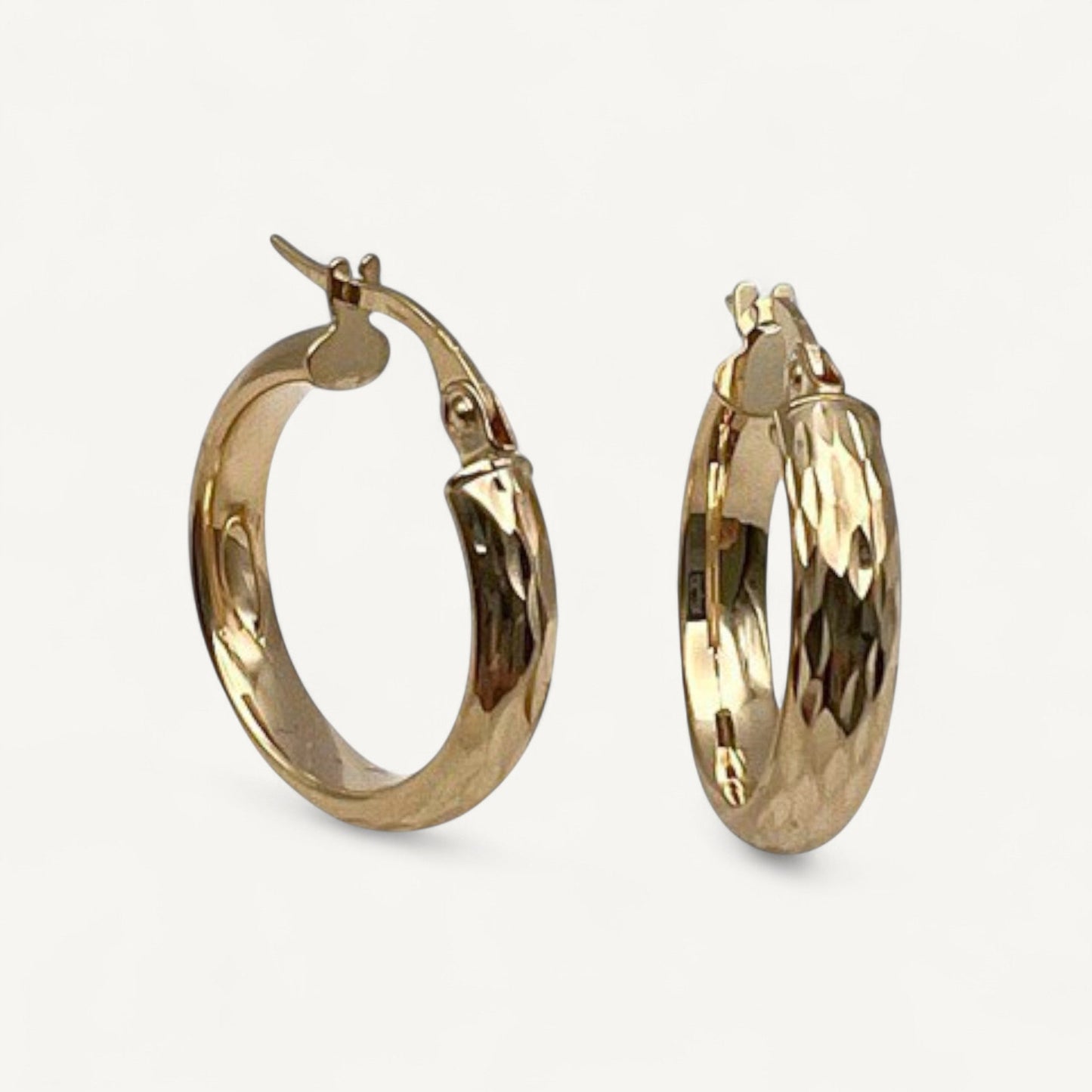 10K Yellow Gold Solstice Sparkle Hoop Earrings - diamond-cut textured 19mm hoops