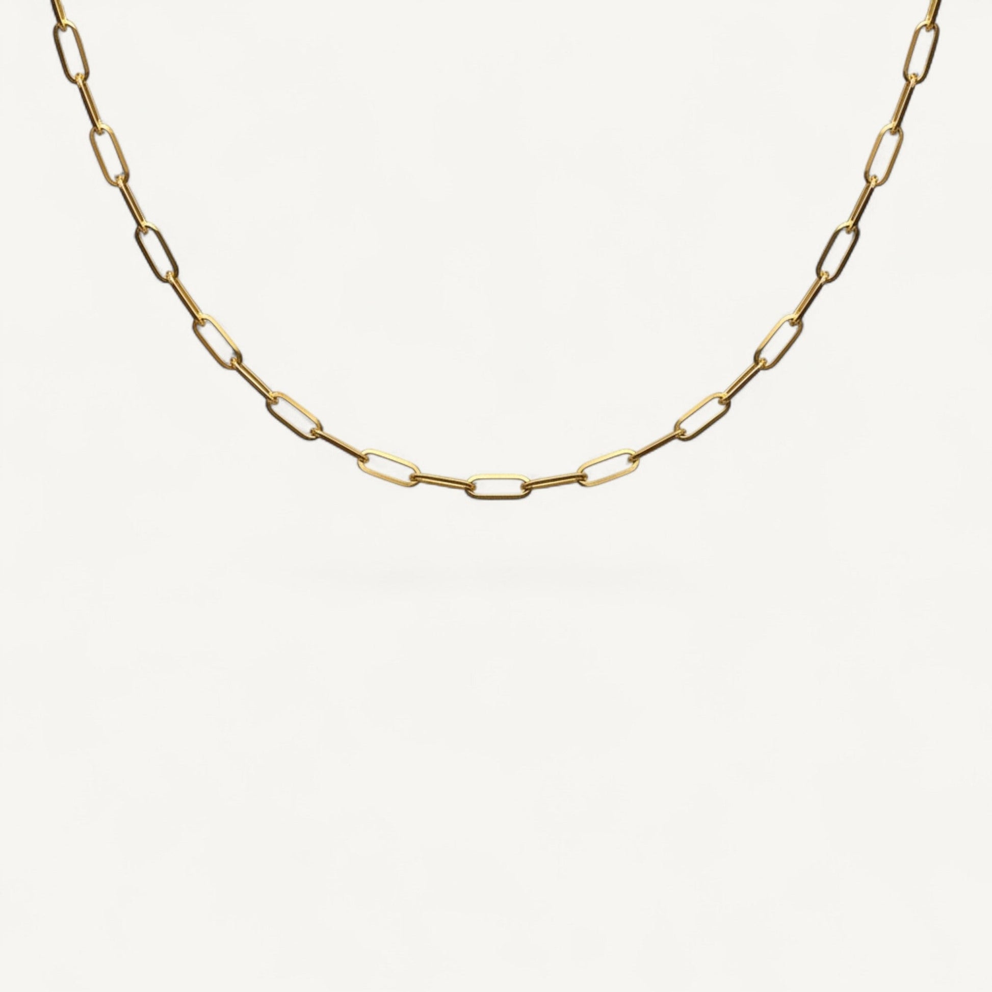 10K Yellow Gold Tempo Essential Paperclip Chain Necklace - 4mm flat links